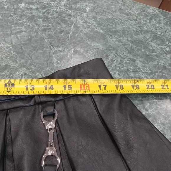 Little For Big Size XL Black Pleather Skirt With Straps & Silvertone Handcuffs - Picture 9 of 13